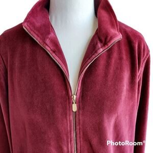 Vintage Norsport Nordstrom Velour Merlot Red Track Suit Jogger Jacket Women Med